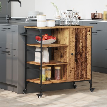 vidaXL Καρότσι Κουζίνας Παλιό ξύλο 87.5x39x84.5 εκ 1 τεμ.