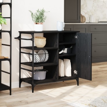 vidaXL Καρότσι Κουζίνας Μαύρη Οξυά 87.5x39x84.5 εκ 1 τεμ.