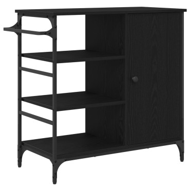 vidaXL Καρότσι Κουζίνας Μαύρη Οξυά 87.5x39x84.5 εκ 1 τεμ.