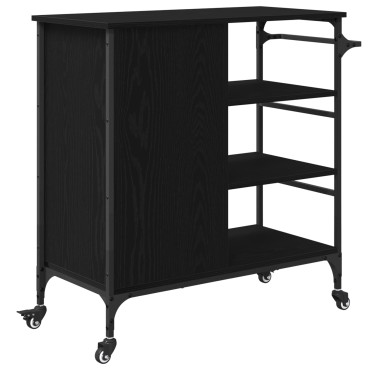 vidaXL Καρότσι Κουζίνας Μαύρη Οξυά 87.5x39x84.5 εκ 1 τεμ.