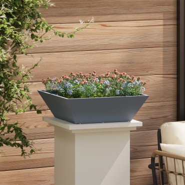 vidaXL Μεταλλική Γλάστρα Ανθρακί Μέταλλο 50 x 50 x 15 εκ.