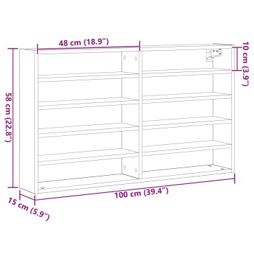 vidaXL Βιτρίνα Μαύρη Βελανιδιά 100x15x58cm Επεξεργασμένο ξύλο