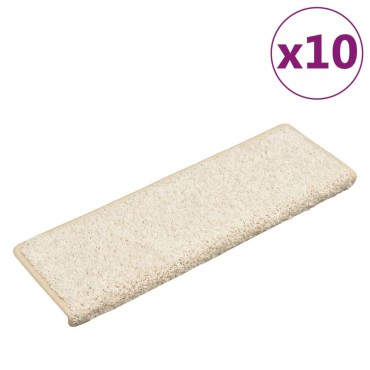 vidaXL Πατάκια Σκάλας 10 τεμ. Λευκά 65x21x4 εκ.