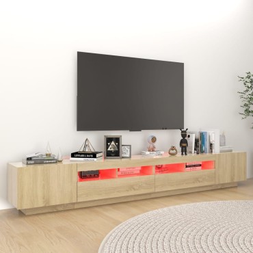 vidaXL Έπιπλο Τηλεόρασης με LED Sonoma Δρυς 260x35x40cm