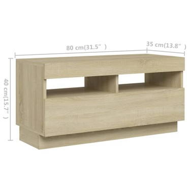 vidaXL Έπιπλο Τηλεόρασης με LED Sonoma Δρυς 260x35x40cm