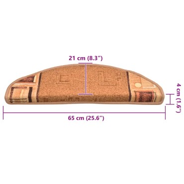 vidaXL Πατάκια Σκάλας Αυτοκόλλητα 15 τεμ. Μπεζ 65 x 21 x 4 εκ.