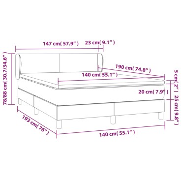 vidaXL Κρεβάτι Boxspring με Στρώμα Σκούρο Μπλε 140x190 εκ. Βελούδινο