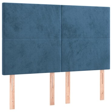 vidaXL Κρεβάτι Boxspring με Στρώμα Σκούρο Μπλε 140x190 εκ. Βελούδινο