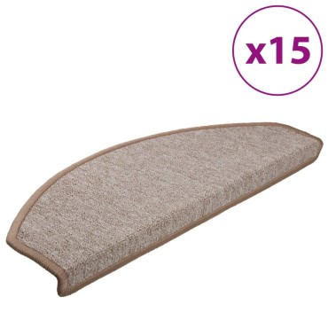 vidaXL Πατάκια Σκάλας 15 τεμ. Ανοιχτό Καφέ 65 x 24 x 4 εκ.