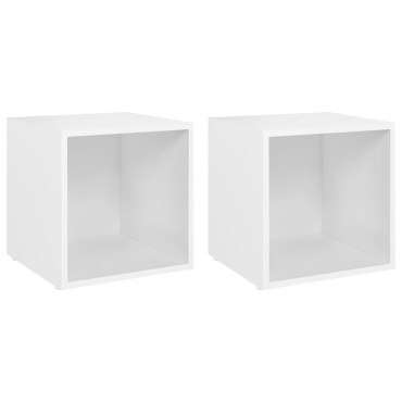 vidaXL Έπιπλα Τηλεόρασης 2 τεμ. Λευκά 37x35x37cm από Επεξ. Ξύλο