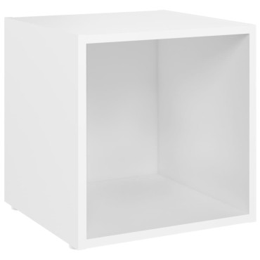 vidaXL Έπιπλα Τηλεόρασης 2 τεμ. Λευκά 37x35x37cm από Επεξ. Ξύλο