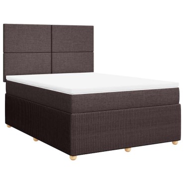 vidaXL Κρεβάτι Boxspring με Στρώμα Σκούρο Καφέ 160x200 εκ Υφασμάτινο