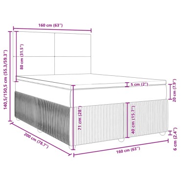 vidaXL Κρεβάτι Boxspring με Στρώμα Σκούρο Καφέ 160x200 εκ Υφασμάτινο
