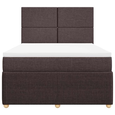 vidaXL Κρεβάτι Boxspring με Στρώμα Σκούρο Καφέ 160x200 εκ Υφασμάτινο