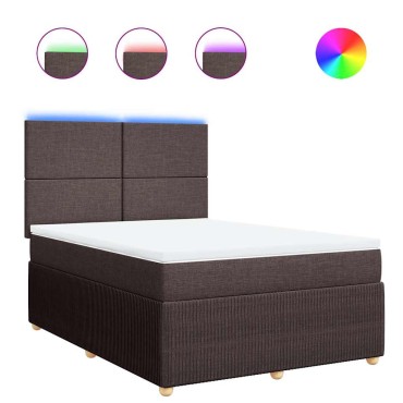 vidaXL Κρεβάτι Boxspring με Στρώμα Σκούρο Καφέ 140x200 εκ Υφασμάτινο