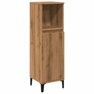 vidaXL Ντουλάπι μπάνιου Δρυς τεχνίτης 30x30x100cm Κατασκευασμένο ξύλο 1 τεμ.