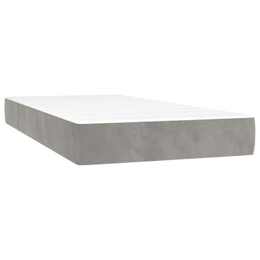 vidaXL Κρεβάτι Boxspring με Στρώμα & LED Αν.Γκρι 120x190εκ. Βελούδινο
