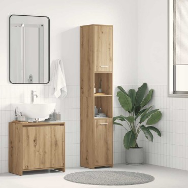vidaXL Στήλη Μπάνιου Τεχνίτης Δρυς 30x30x183,5cm Επεξεργασμένο Ξύλο 1 τεμ.