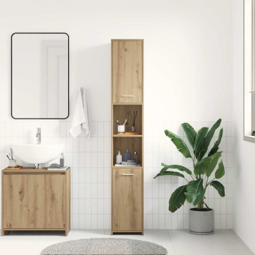 vidaXL Στήλη Μπάνιου Τεχνίτης Δρυς 30x30x183,5cm Επεξεργασμένο Ξύλο 1 τεμ.