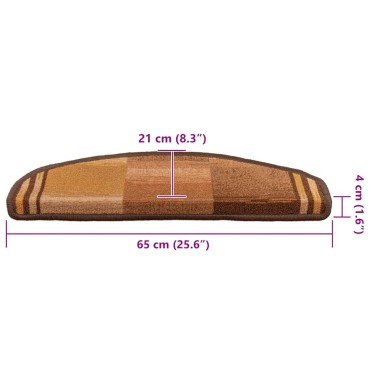 vidaXL Πατάκια Σκάλας Αυτοκόλλητα 15 τεμ. Καφέ 65 x 21 x 4 εκ.