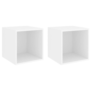 vidaXL Ντουλάπια Τοίχου 2 τεμ. Λευκά 37x37x37cm από Επεξ. Ξύλο