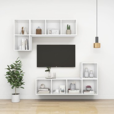 vidaXL Ντουλάπια Τοίχου 2 τεμ. Λευκά 37x37x37cm από Επεξ. Ξύλο