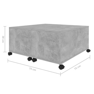 vidaXL Τραπεζάκι Σαλονιού Γκρι Σκυροδέματος 75x75x38cm Μοριοσανίδα 1 τεμ.