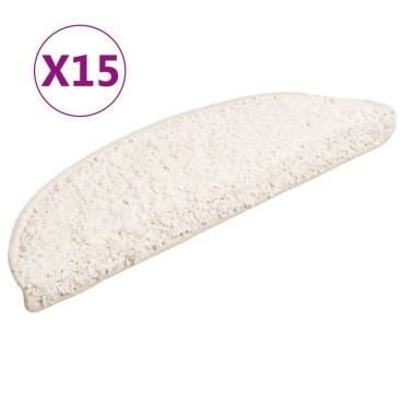 vidaXL Πατάκια Σκάλας Μοκέτα 15 τεμ. Λευκά 56 x 17 x 3 εκ.