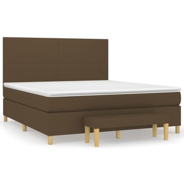 vidaXL Κρεβάτι Boxspring με Στρώμα Σκούρο Καφέ 160x200 εκ Υφασμάτινο