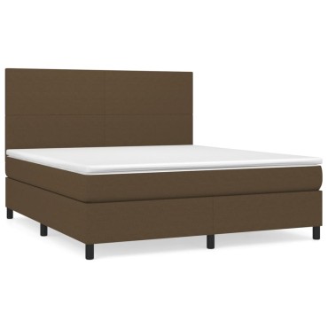 vidaXL Κρεβάτι Boxspring με Στρώμα Σκούρο Καφέ 160x200 εκ Υφασμάτινο