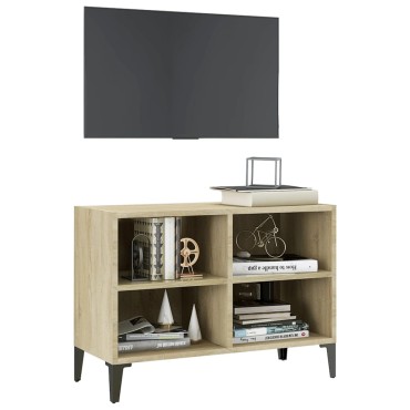 vidaXL Έπιπλο Τηλεόρασης Καπνιστή Δρυς 69,5x30x50cm Μεταλλικά Πόδια