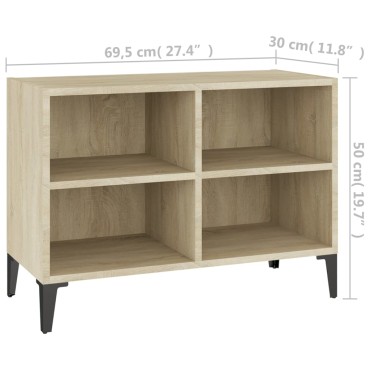 vidaXL Έπιπλο Τηλεόρασης Καπνιστή Δρυς 69,5x30x50cm Μεταλλικά Πόδια