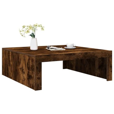 vidaXL Τραπεζάκι Σαλονιού Καπνιστή Δρυς 100x100x35cm Επεξεργ. Ξύλο 1 τεμ.