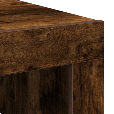 vidaXL Τραπεζάκι Σαλονιού Καπνιστή Δρυς 100x100x35cm Επεξεργ. Ξύλο 1 τεμ.