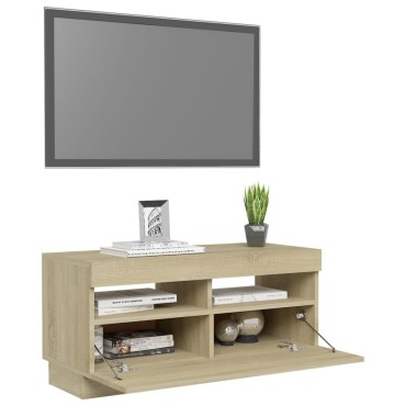 vidaXL Έπιπλο Τηλεόρασης με LED Sonoma Δρυς 80x35x40cm