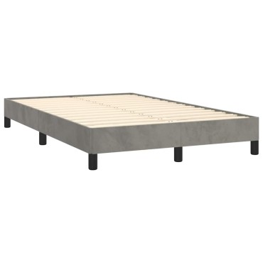 vidaXL Κρεβάτι Boxspring με Στρώμα & LED Αν.Γκρι 120x190εκ. Βελούδινο