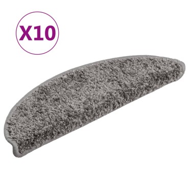vidaXL Πατάκια Σκάλας 10 τεμ. Γκρι 56 x 17 x 3 εκ.