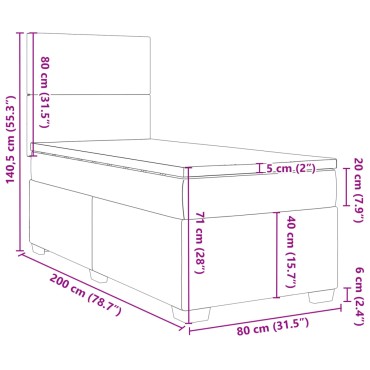 vidaXL Κρεβάτι Boxspring με Στρώμα Taupe 80x200 εκ. Υφασμάτινο