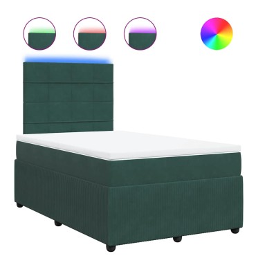vidaXL Κρεβάτι Boxspring με Στρώμα Σκούρο Πράσινο 120x190εκ. Βελούδινο