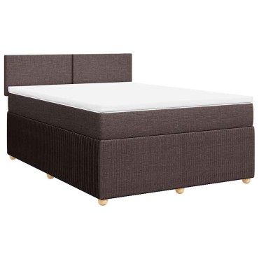 vidaXL Κρεβάτι Boxspring με Στρώμα Σκούρο Καφέ 160x200 εκ Υφασμάτινο