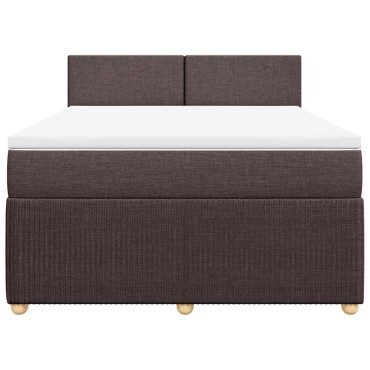 vidaXL Κρεβάτι Boxspring με Στρώμα Σκούρο Καφέ 160x200 εκ Υφασμάτινο