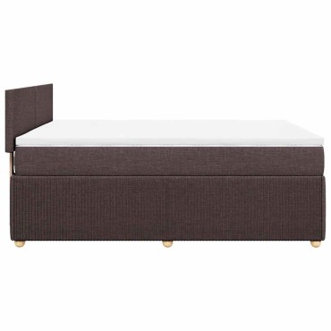 vidaXL Κρεβάτι Boxspring με Στρώμα Σκούρο Καφέ 160x200 εκ Υφασμάτινο