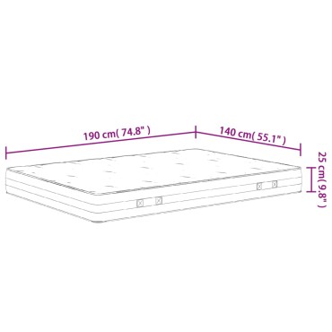 vidaXL Στρώμα με Pocket Springs Μεσαία Σκληρότητα 140x190cm 1 τεμ. - Διπλό