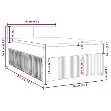 vidaXL Κρεβάτι Boxspring με Στρώμα Σκούρο Καφέ 160x200 εκ Υφασμάτινο