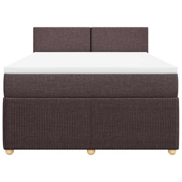 vidaXL Κρεβάτι Boxspring με Στρώμα Σκούρο Καφέ 160x200 εκ Υφασμάτινο