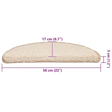 vidaXL Πατάκια για σκάλες 30 τεμάχια Κρέμα 56x17x3 cm