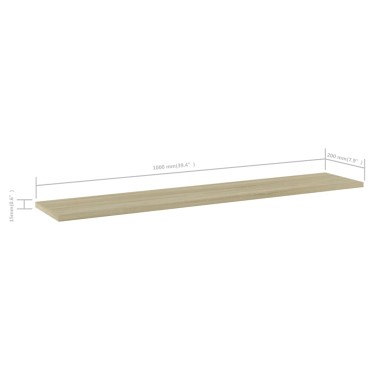 vidaXL Ράφια Βιβλιοθήκης 4 τεμ. Sonoma Δρυς 100x20x1,5cm Μοριοσανίδα