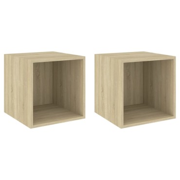 vidaXL Ντουλάπια Τοίχου 2 τεμ. Sonoma Δρυς 37x37x37cm από Επεξ. Ξύλο