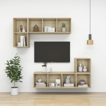 vidaXL Ντουλάπια Τοίχου 2 τεμ. Sonoma Δρυς 37x37x37cm από Επεξ. Ξύλο