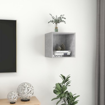 vidaXL Ντουλάπι Τοίχου Γκρι Σκυροδέματος 37x37x37cm από Επεξ. Ξύλο 1 τεμ.